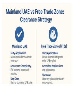 Comparison Graphic – “Mainland UAE vs Free Trade Zone: Clearance Strategy”