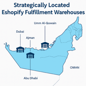 map illustrating located Eshopify Fulfillment Warehouses