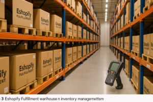 Eshopify Fulfillment warehouse in Dubai with inventory management system.